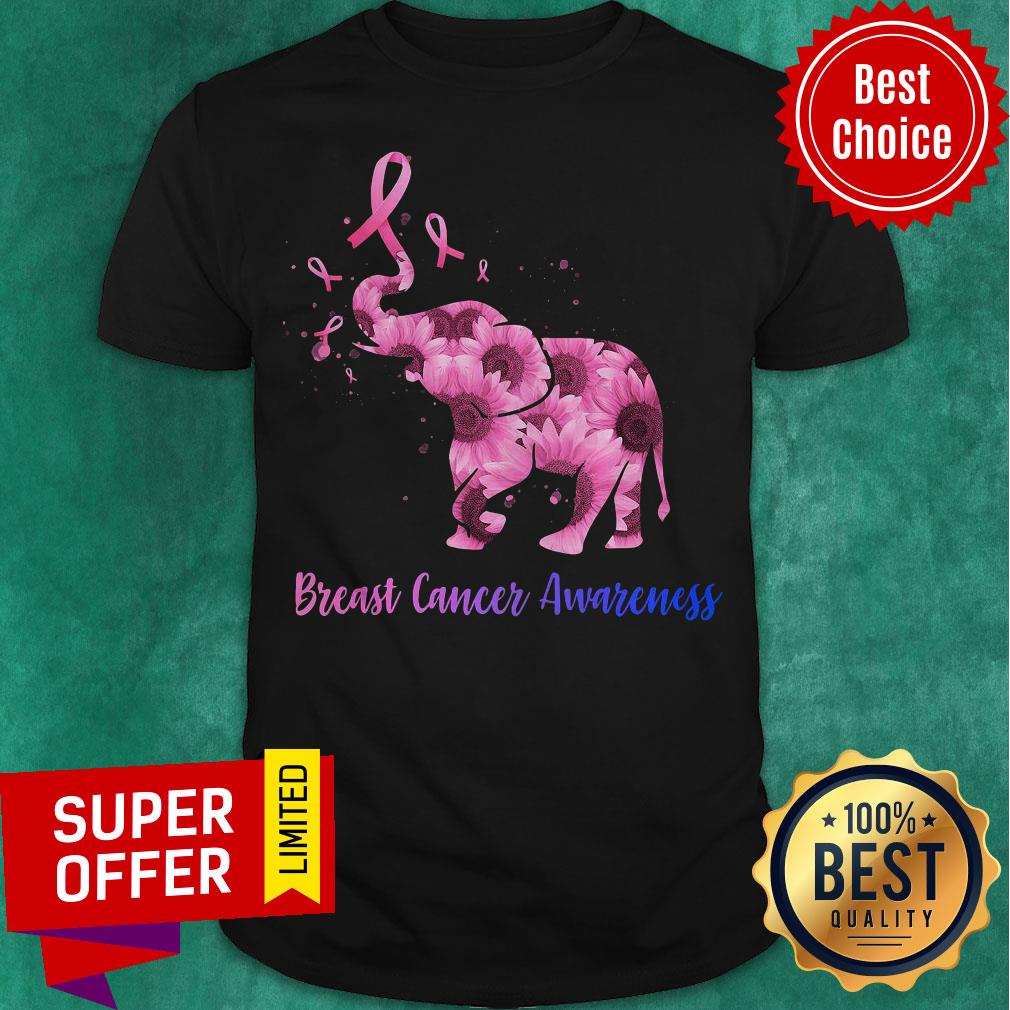 Pink Flower Elephant Breast Cancer Awareness Shirt