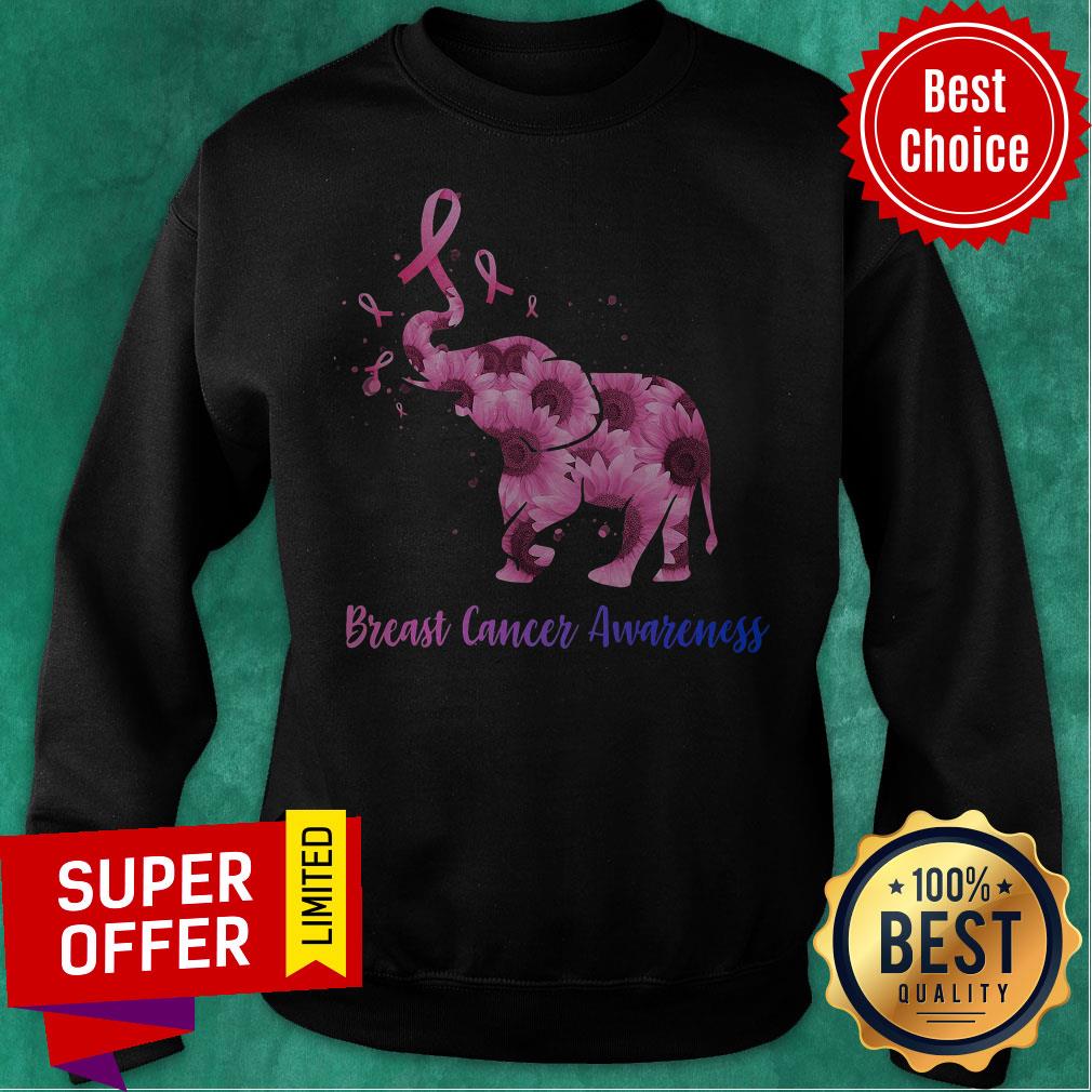 Pink Flower Elephant Breast Cancer Awareness Shirt