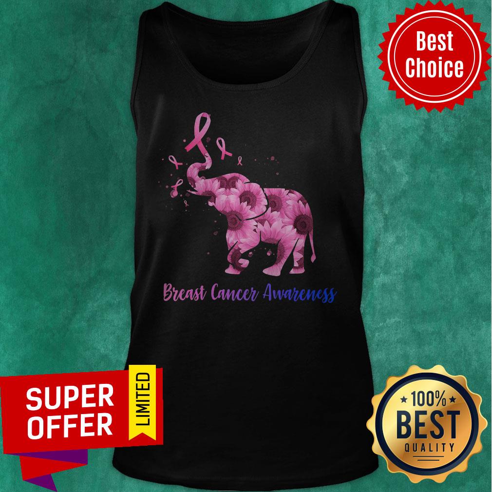 Pink Flower Elephant Breast Cancer Awareness Shirt