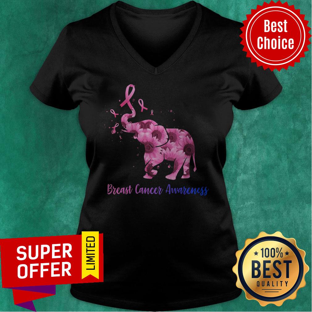 Pink Flower Elephant Breast Cancer Awareness Shirt