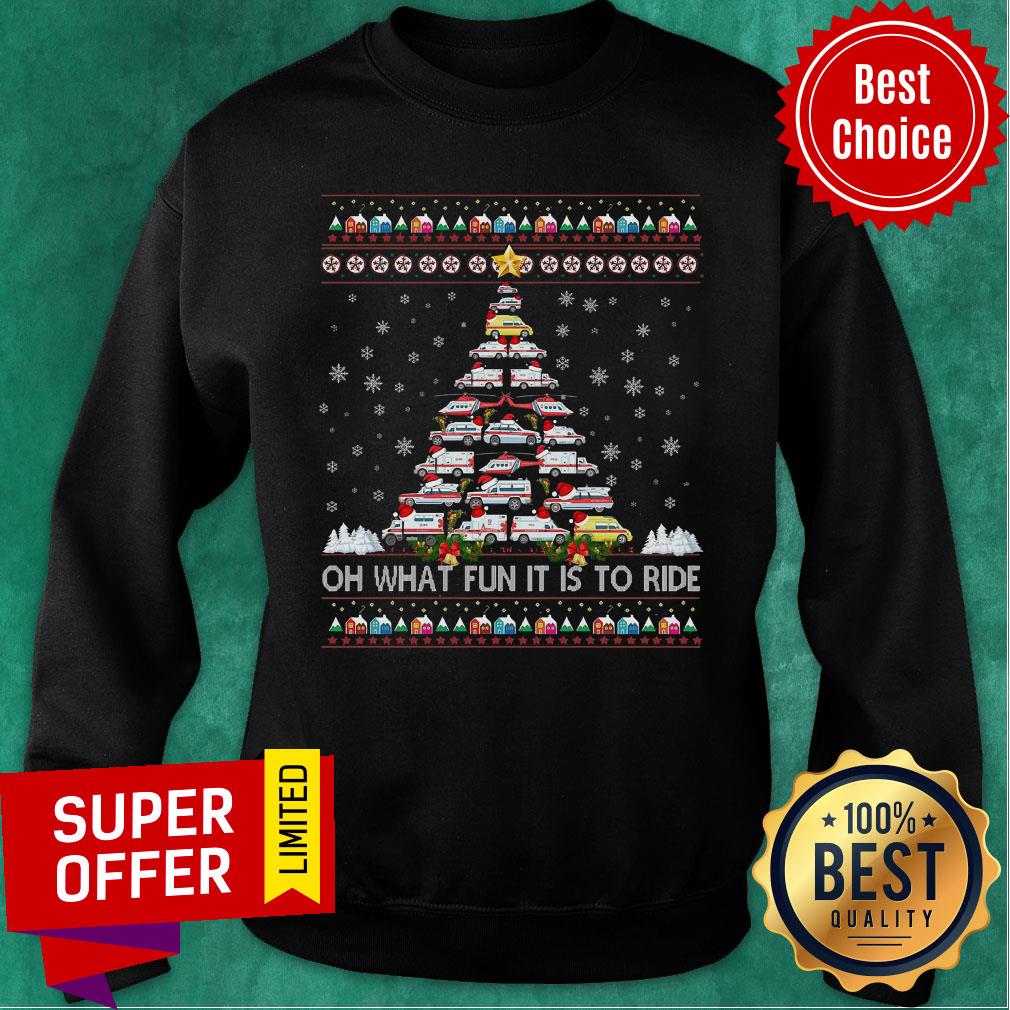 Premium Ambulance Oh What Fun It Is To Ride Ugly Christmas Tree Shirt