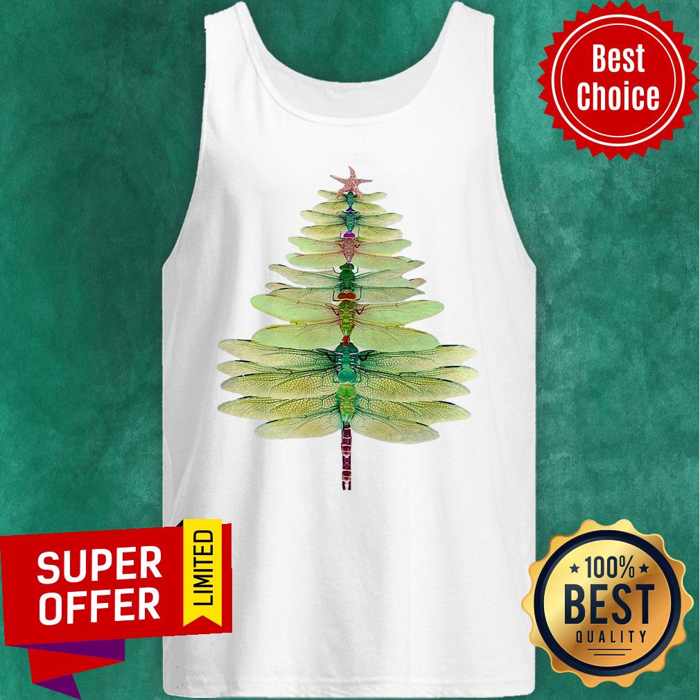 Premium Dragonfly Christmas Tree Print Shirt