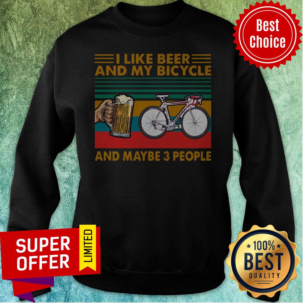 Premium I Like Beer And My Bicycle And Maybe 3 People Vintage Retro Shirt