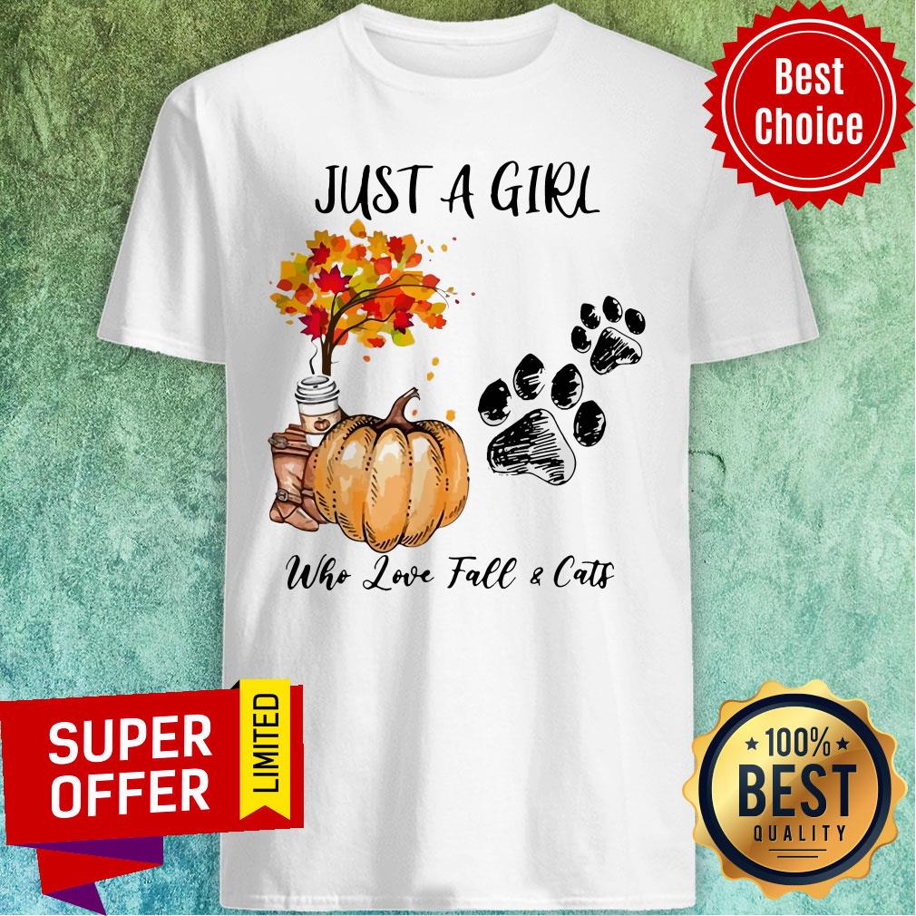 Premium Just A Girl Who Love Fall And Cats Halloween Shirt