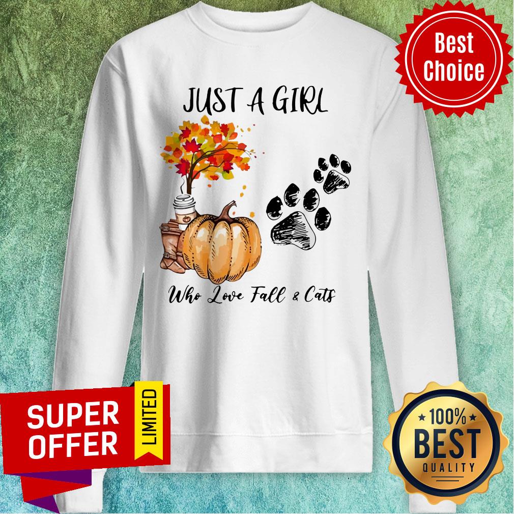 Premium Just A Girl Who Love Fall And Cats Halloween Shirt