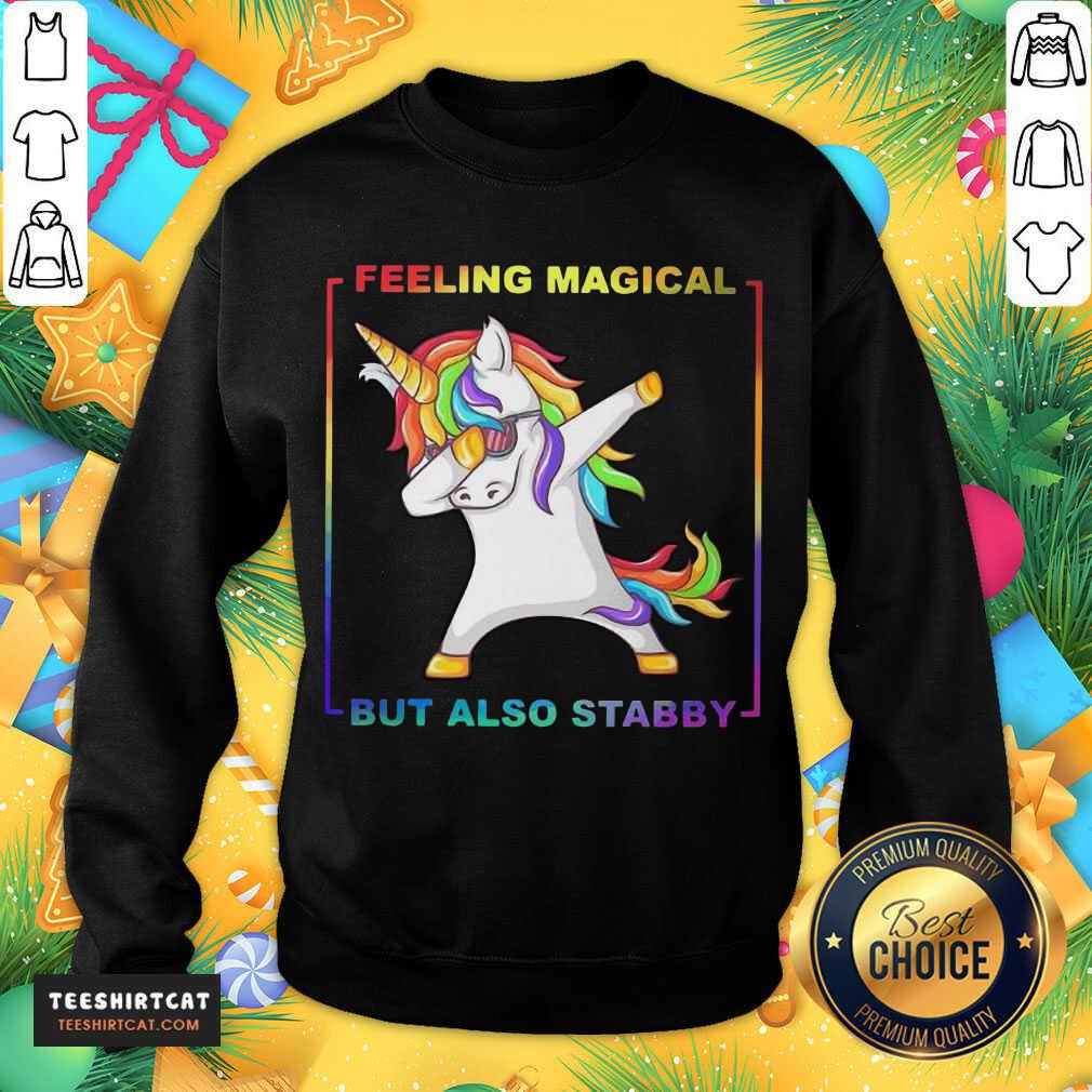 Premium LGBT Unicorn Dabbing Feeling Magical But Also Stabby Shirt