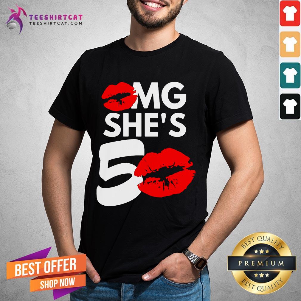 Premium Lip Omg She's 50 50th Birthday Shirt