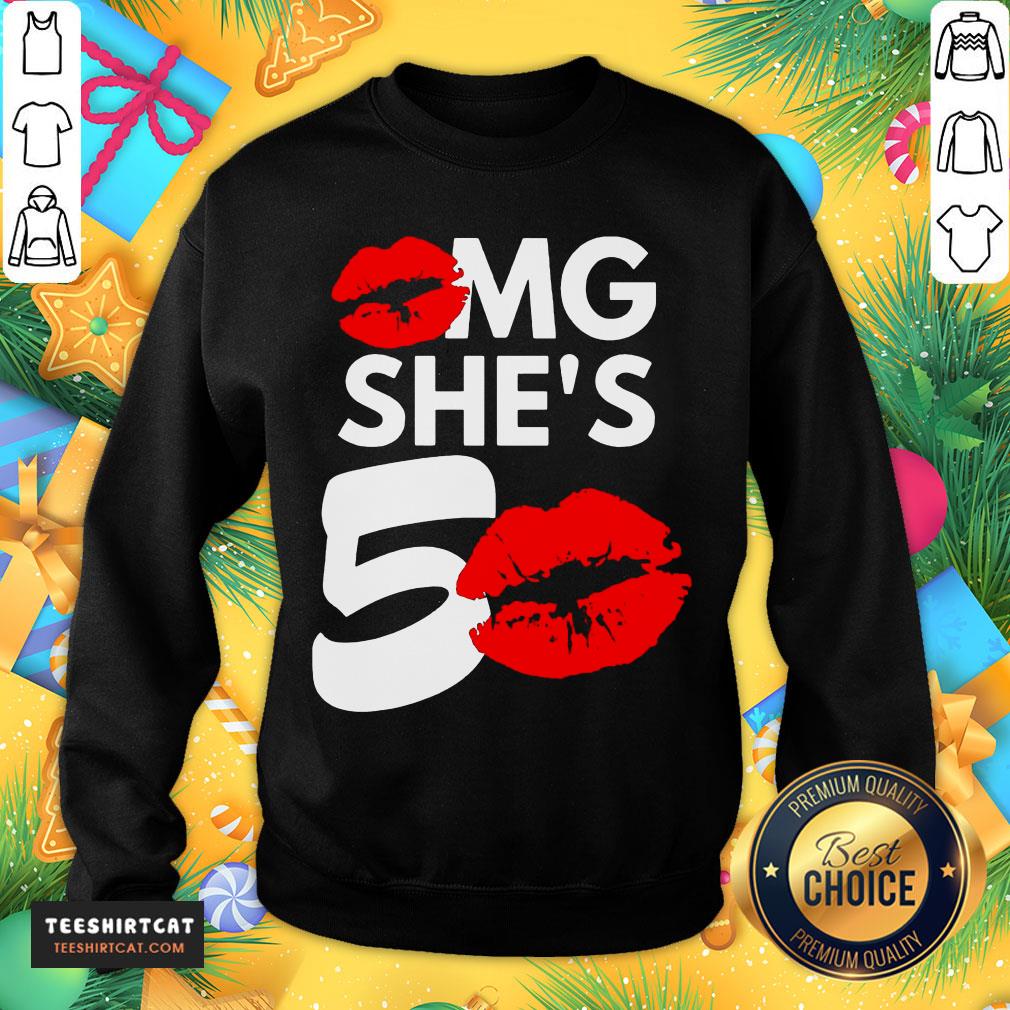 Premium Lip Omg She's 50 50th Birthday Shirt