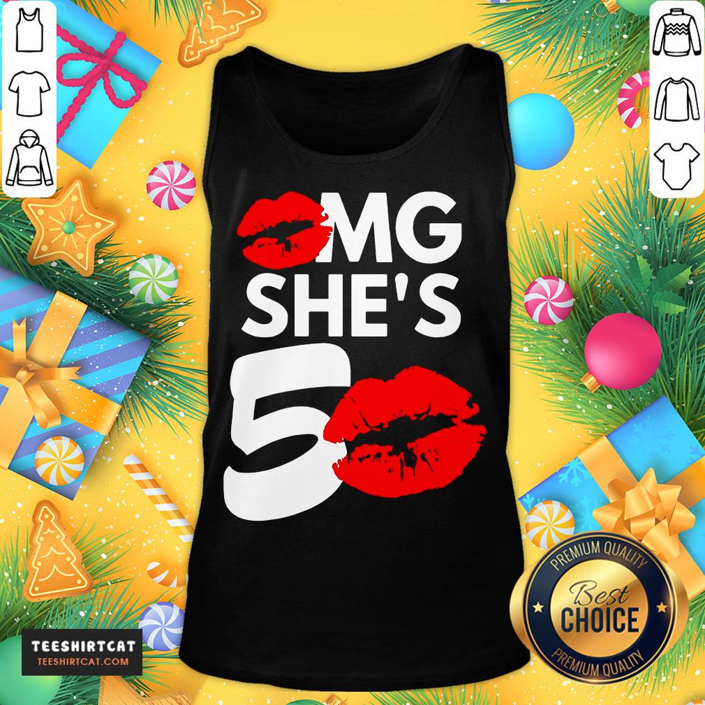 Premium Lip Omg She's 50 50th Birthday Shirt