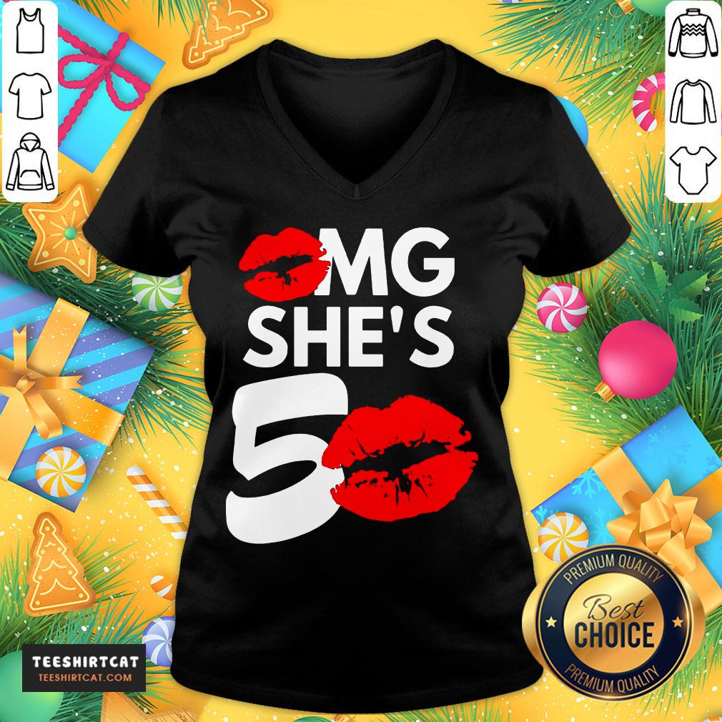 Premium Lip Omg She's 50 50th Birthday Shirt