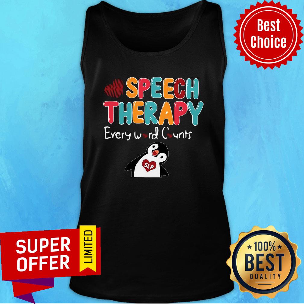 Premium Penguin Speech Therapy Every Word Counts Shirt