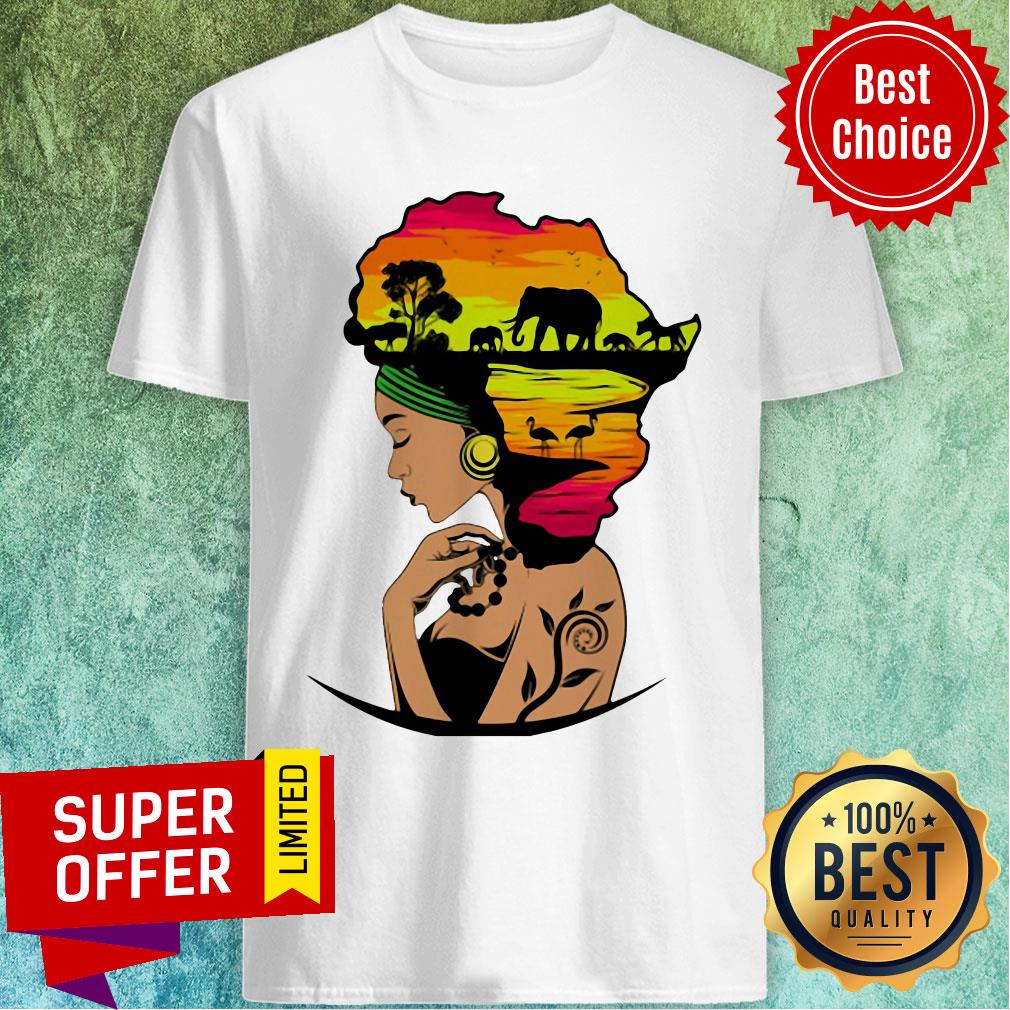 Premium Safari Goddess Black Woman African Elephant Shirt