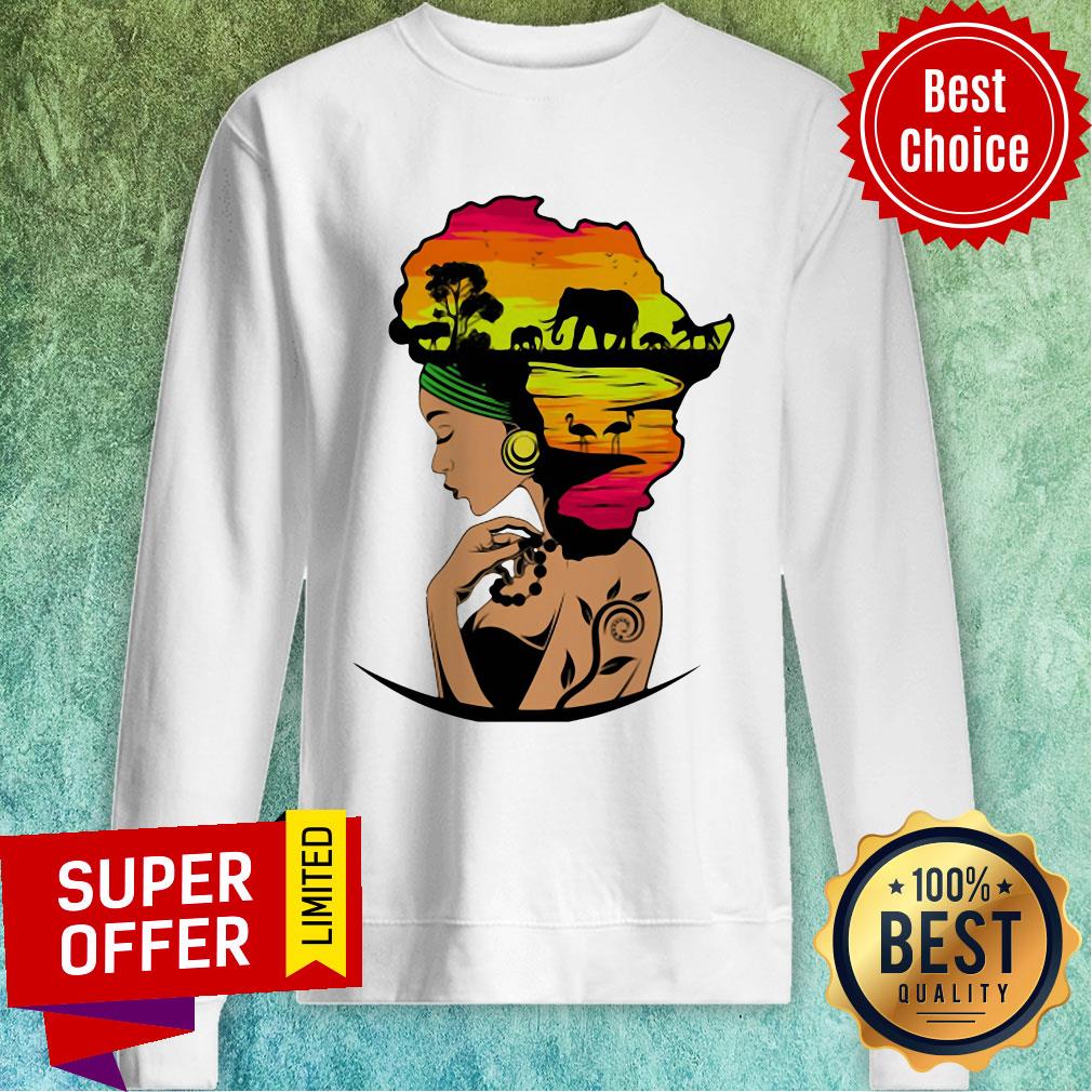 Premium Safari Goddess Black Woman African Elephant Shirt