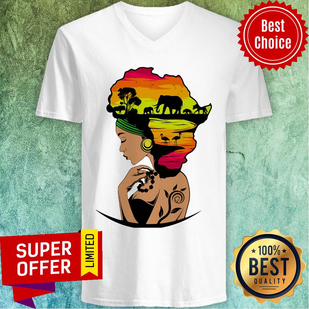 Premium Safari Goddess Black Woman African Elephant Shirt