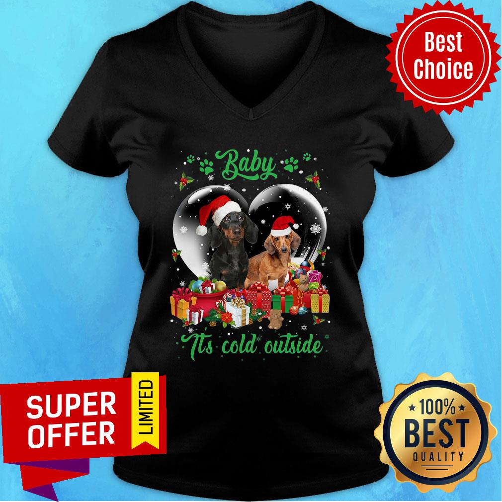Premium Santa Dachshund Baby It'S Cold Outside Christmas Shirt