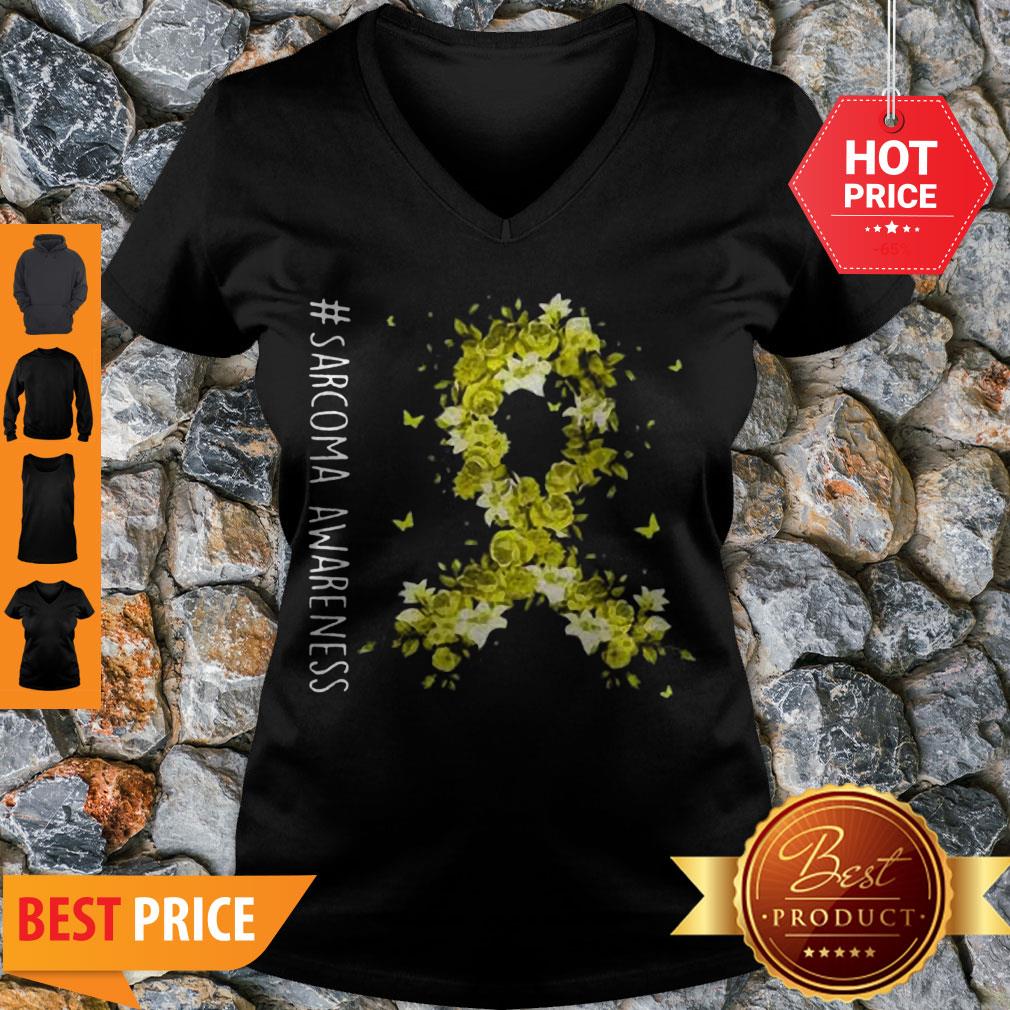 Premium Sarcoma Awareness Flower Yellow Ribbon Shirt