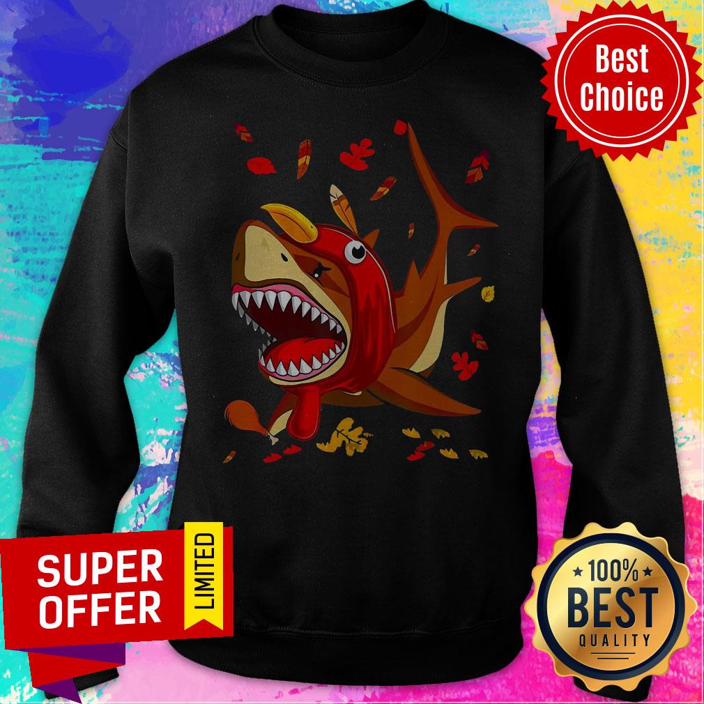 Premium Shark With Fall Thanksgiving Shirt