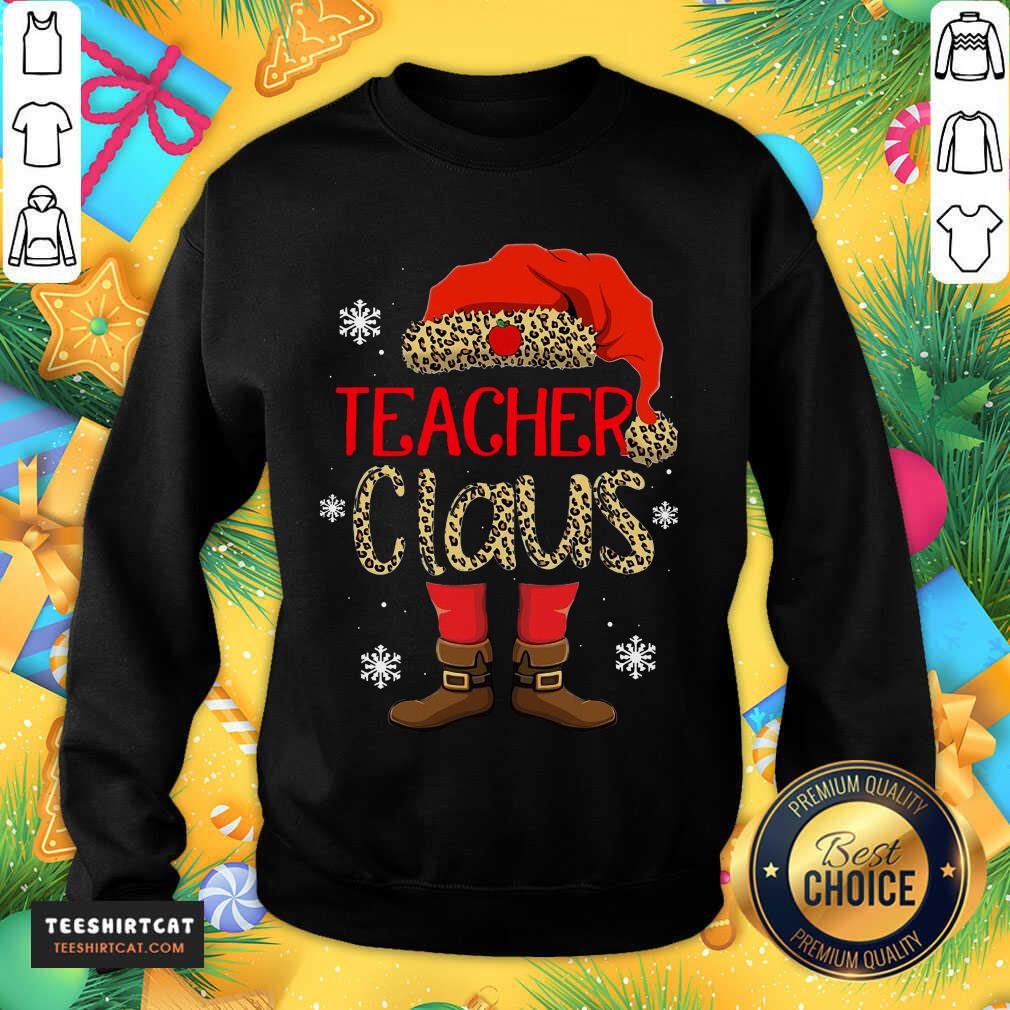 Premium Teacher Claus Leopard Merry Christmas Shirt