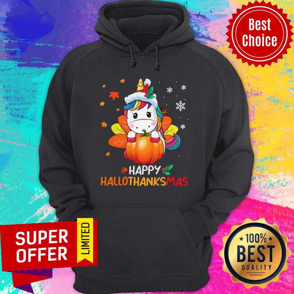 Premium Unicorn Happy Hallothanksmas Shirt