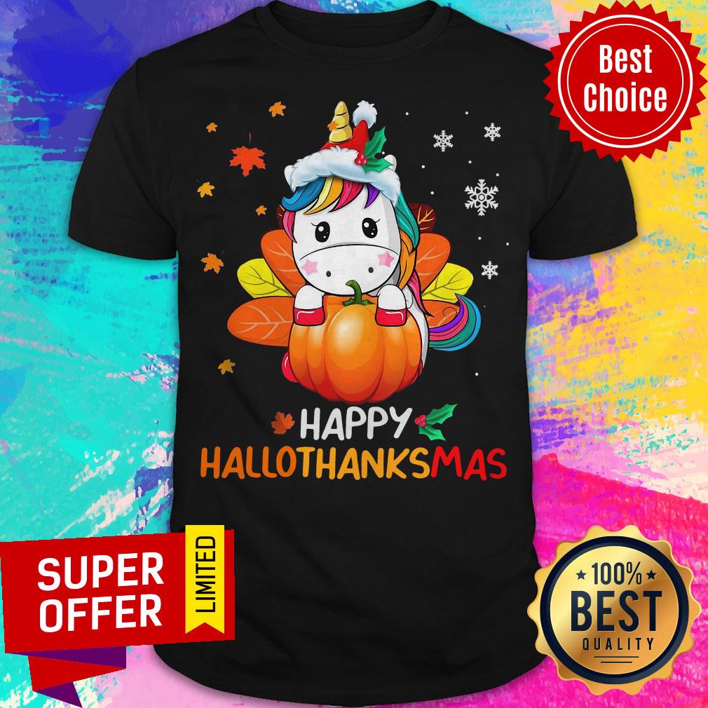Premium Unicorn Happy Hallothanksmas Shirt