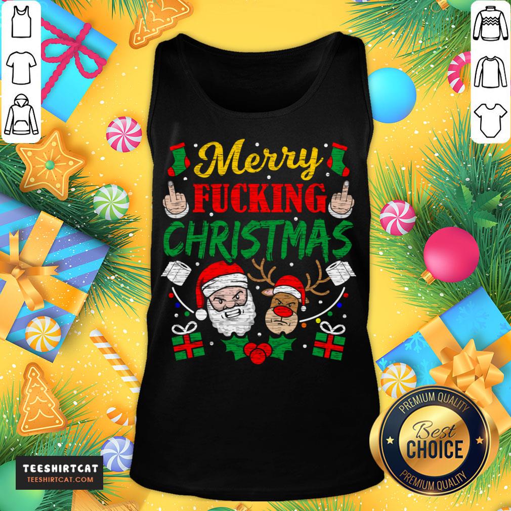 Pretty Merry Fucking Christmas Reindeer Santa Fucking Christmas T-Shirt