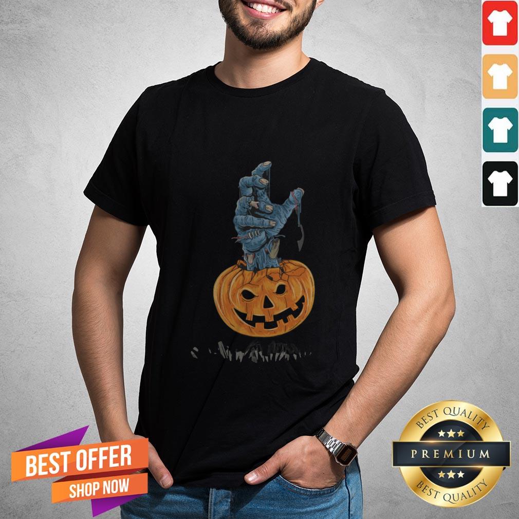 Pumpkin Zombie Hand Halloween Day Shirt