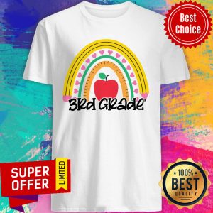 Rainbow 3rd Grade Ruler Pencil Heart Shirt