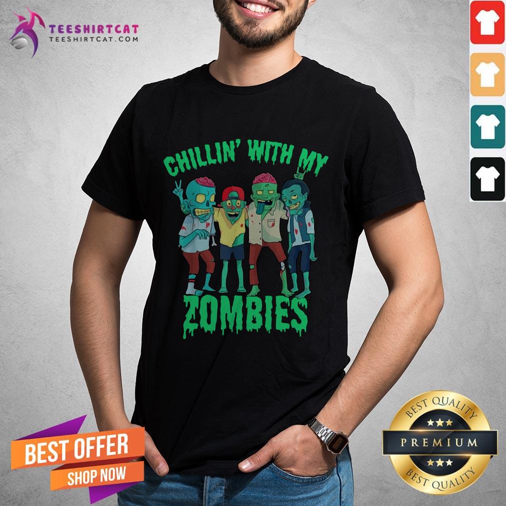 Chillin With My Zombies Halloween Boys Kids Zombie Shirt