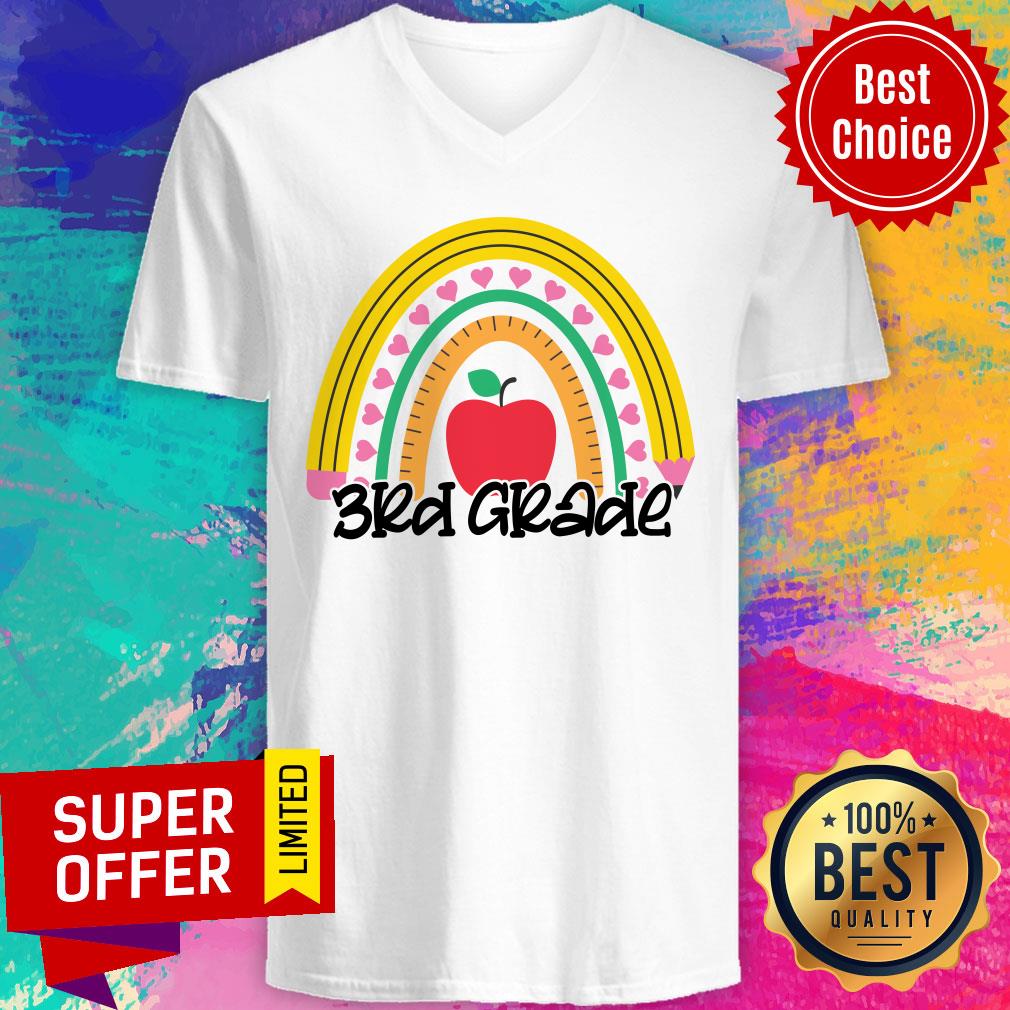 Rainbow 3rd Grade Ruler Pencil Heart Shirt