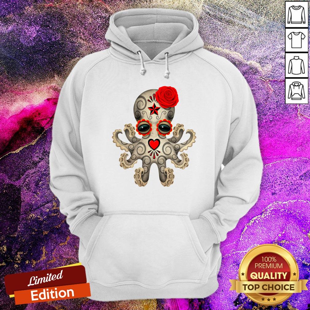 Red Day Of The Dead Sugar Skull Baby Octopus Muertos Shirt