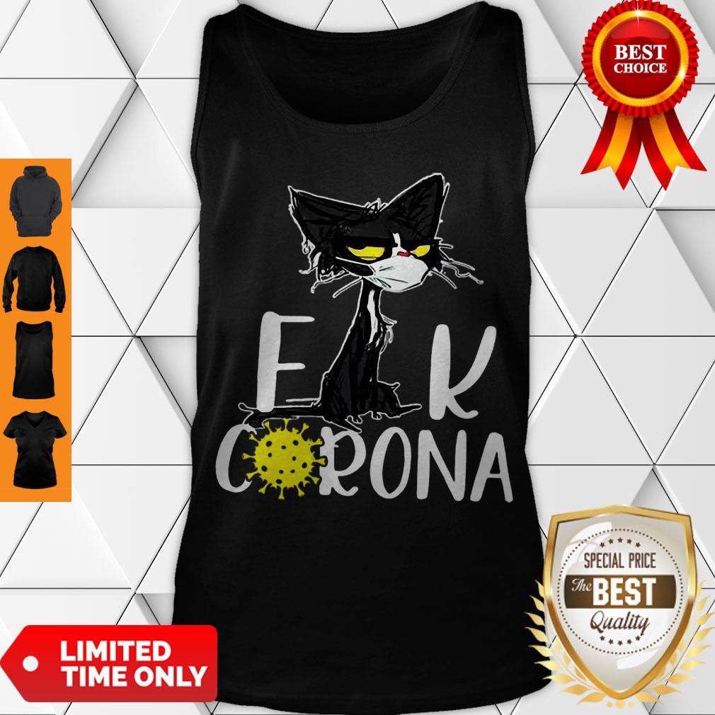 Fashion Grumpy Black Cat Fuck Corona Covid-19 Shirt