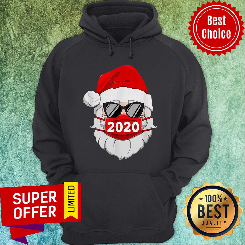 Santa With Face Mask Christmas 2020 Family Pajamas Xmas Gift Shirt