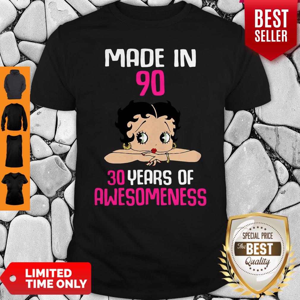 Premium Made In 90 30 Years Of Awesomeness Betty Boop Shirt