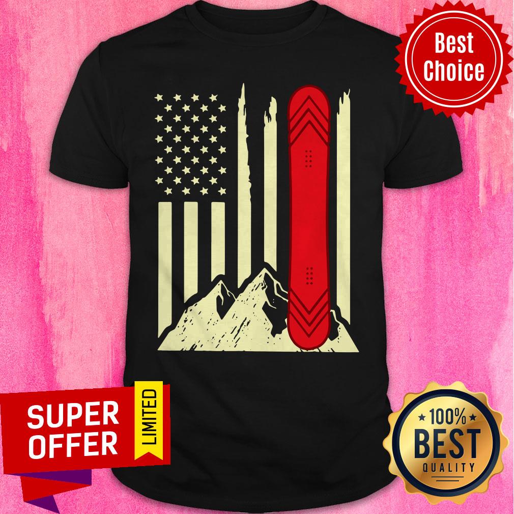 Skiing Snowboard American Flag Shirt