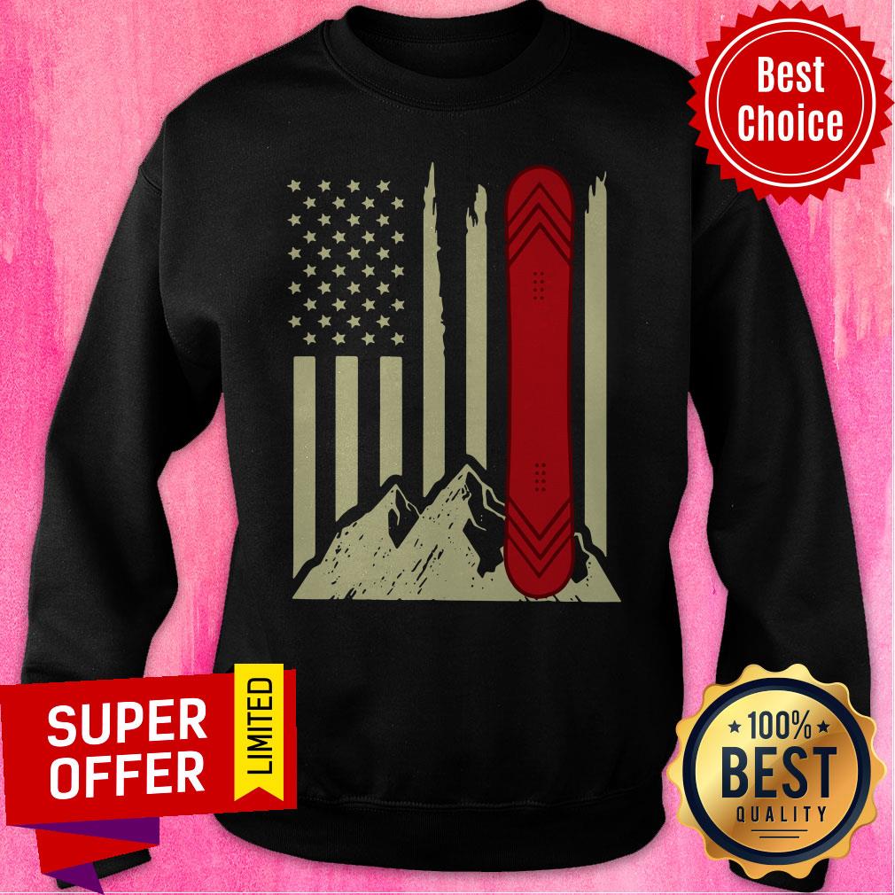 Skiing Snowboard American Flag Shirt