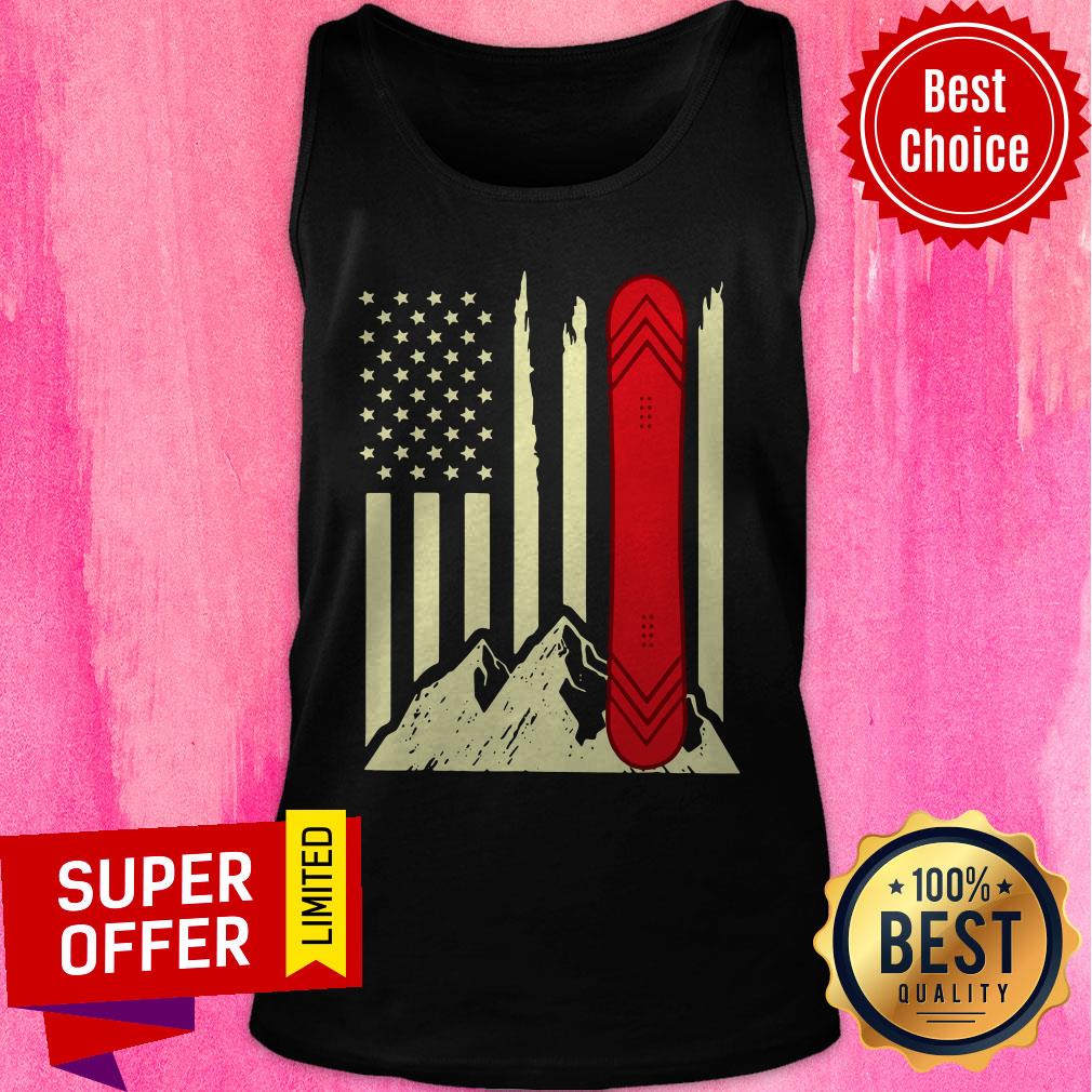 Skiing Snowboard American Flag Shirt