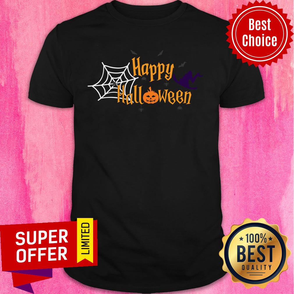 Spide Web Happy Halloween Hat Witch Shirt
