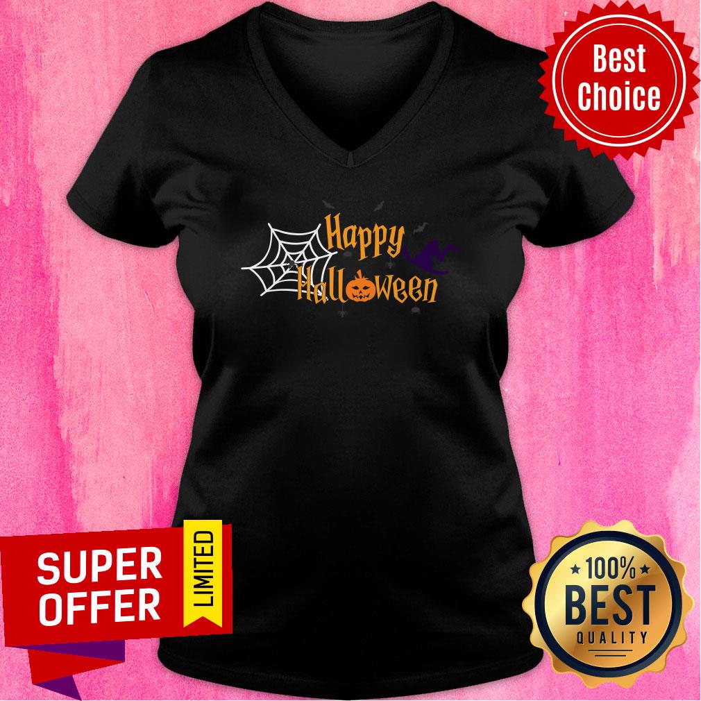 Spide Web Happy Halloween Hat Witch Shirt