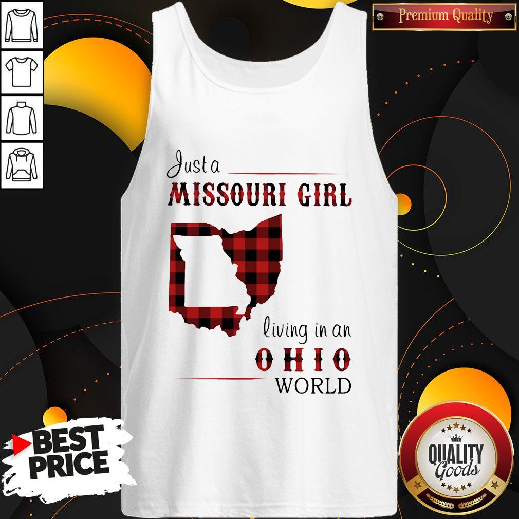 Super Nice Just A Missouri Girl Living In A Ohio World Map Shirt