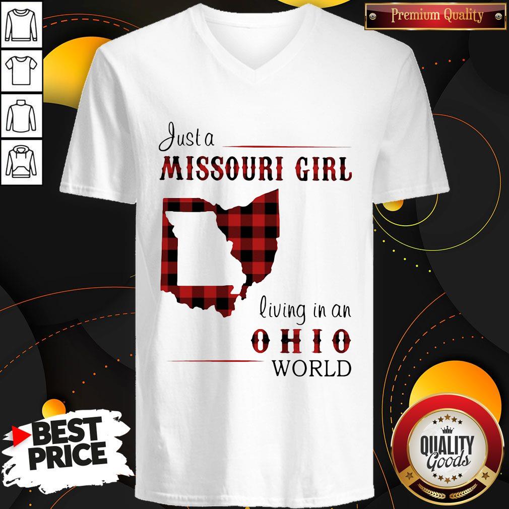 Super Nice Just A Missouri Girl Living In A Ohio World Map Shirt