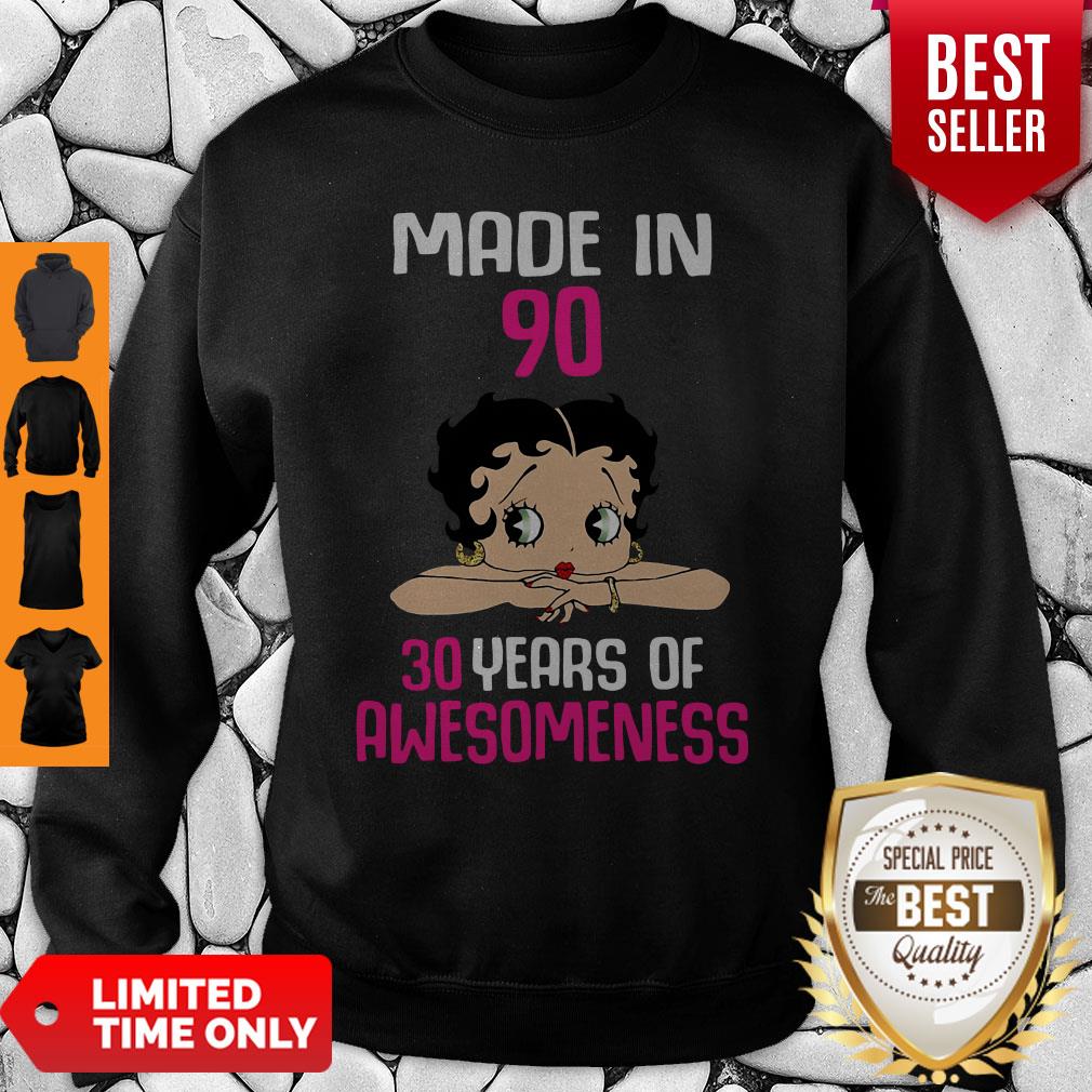 Premium Made In 90 30 Years Of Awesomeness Betty Boop Shirt