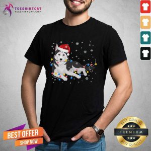 Nice Siberian Husky Santa Hat Christmas Lights Xmas Dog Gift Siberian Husky Santa Hat Christmas Gift T-Shirt