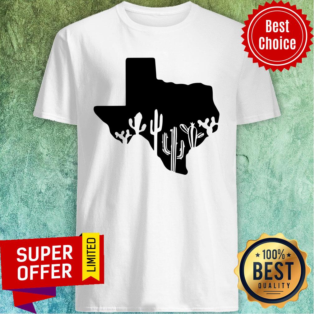 Texas Shape With Cactuses Canvas Shirt