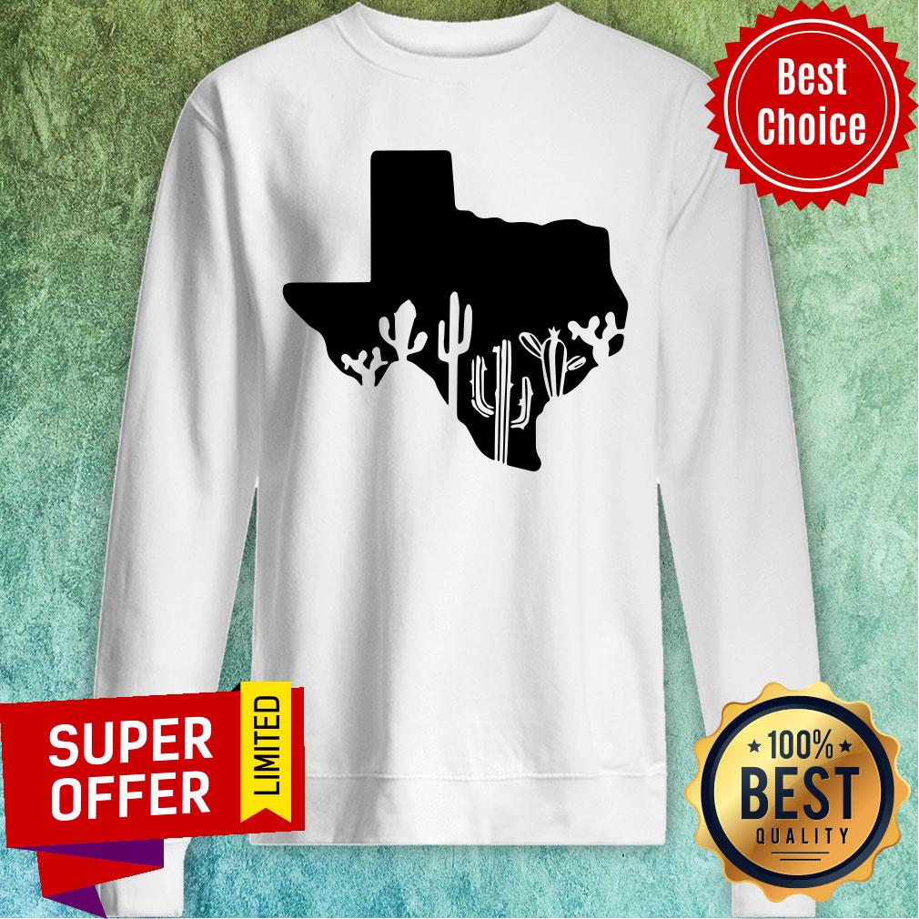 Texas Shape With Cactuses Canvas Shirt
