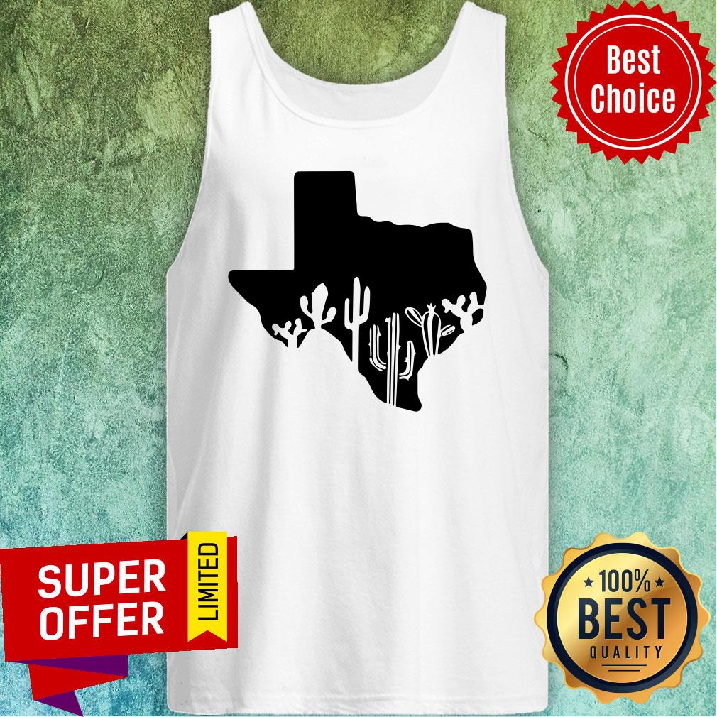 Texas Shape With Cactuses Canvas Shirt
