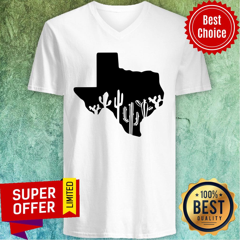 Texas Shape With Cactuses Canvas Shirt