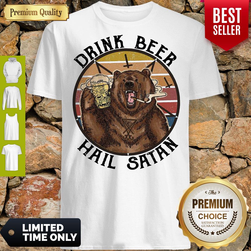 The Bear Drink Beer Hail Satan Shirt