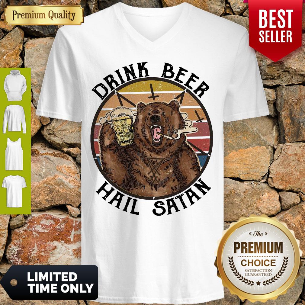 The Bear Drink Beer Hail Satan Shirt