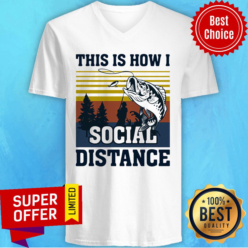 This Is How I Social Distance Fishing Vintage Retro Shirt