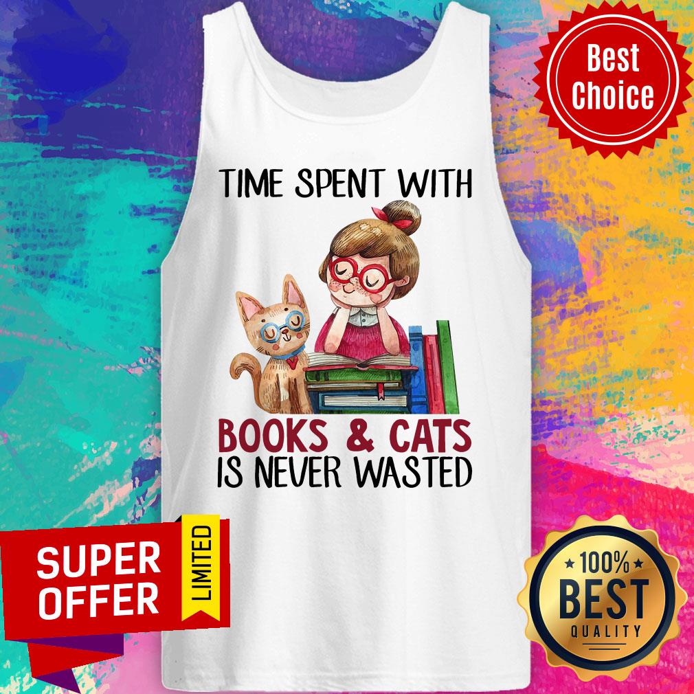 Time Spent With Cat And Book Girl Never Wasted Shirt